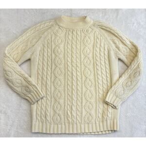 Vintage Wayne Taylor Cable Knit Ivory Irish Fisherman Sweater Harry Met Sally